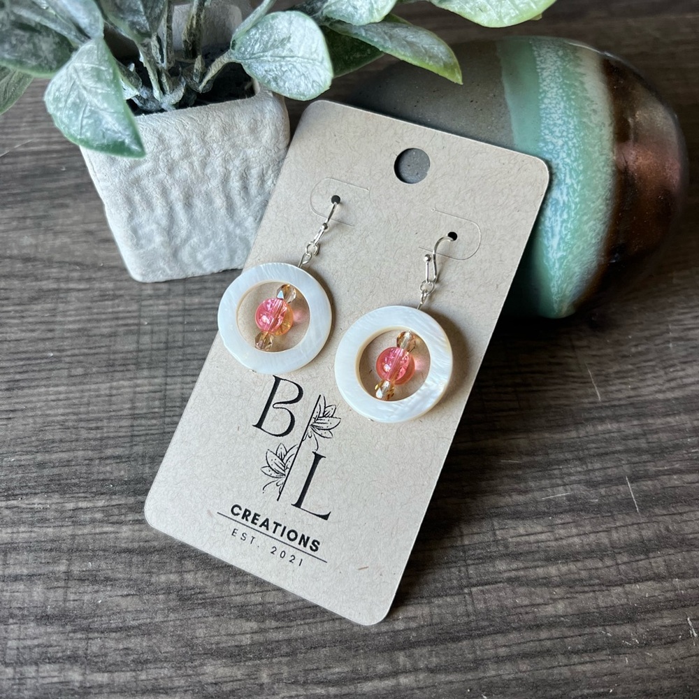 Pink and Gold Dangle Earrings